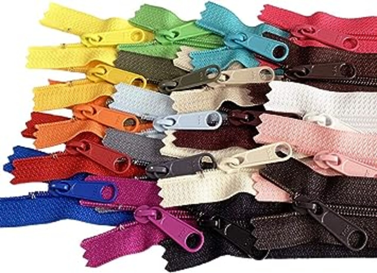 20pcs Mixed Colors Ykk Number 4.5 Coil Handbag Zipper or Purse Zippers Long Pull Made in USA Pack Vinyl Bag (12 inches)